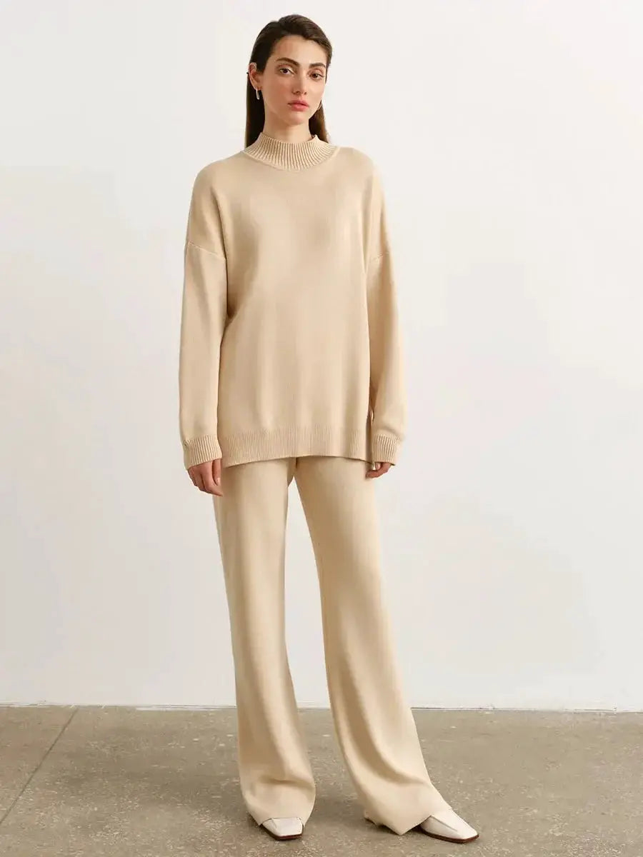 Women Knitted Two Piece Set Autumn Winter Knit Sweater