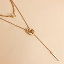 Vintage Double Round Charm Layered Necklace Women's Jewelry