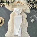 YuooMuoo Women Bodycon Knit Dress Sleeveless Knee Length Party Streetwear Summer