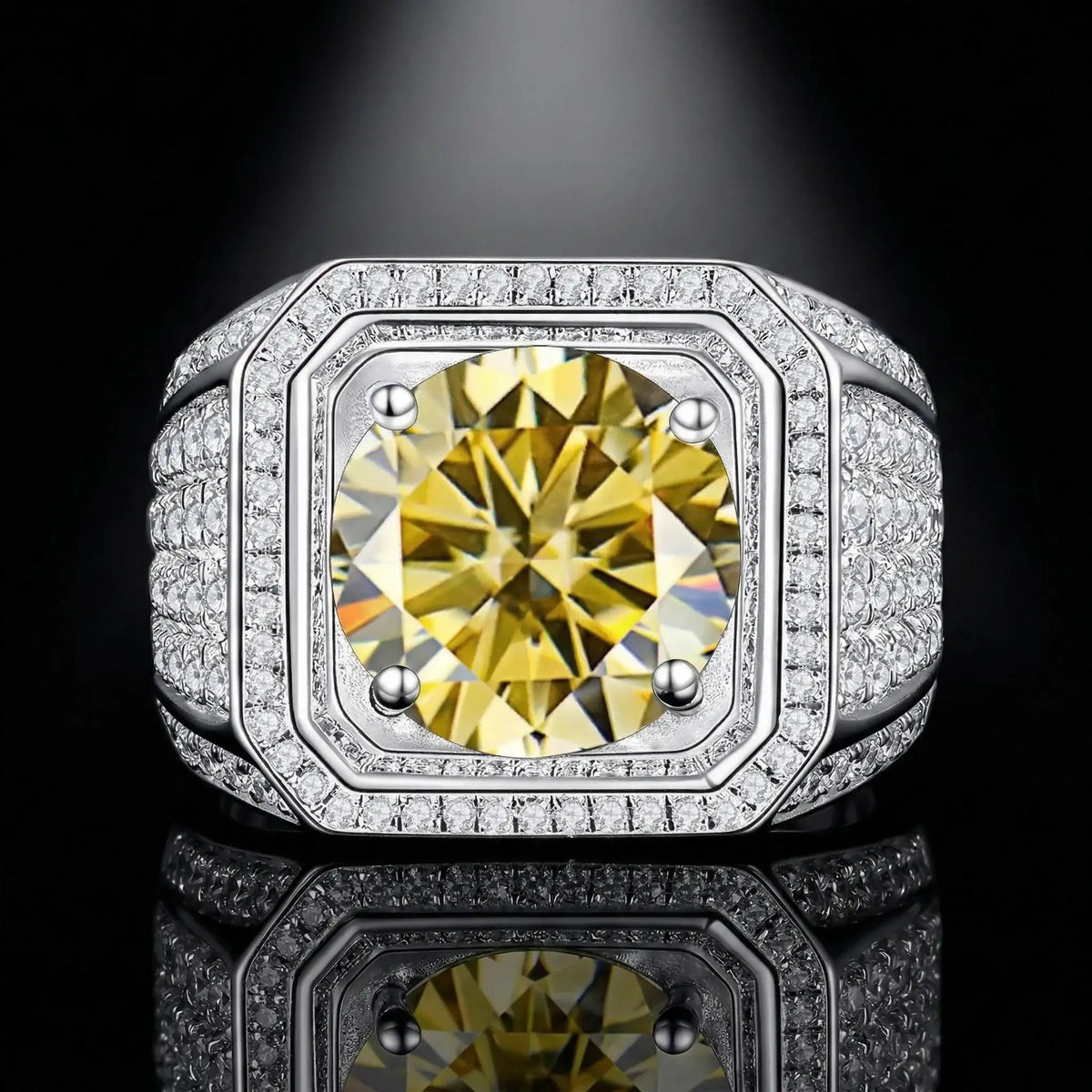 Moissanite Ring in Sterling Silver Prong Prong Setting — product view 1