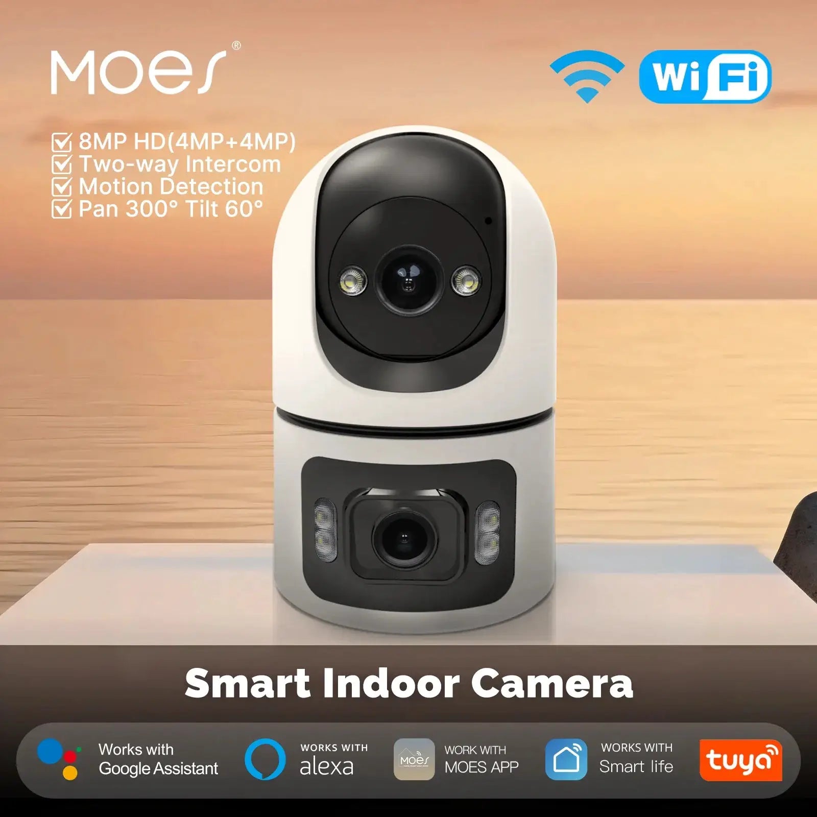 Moes Tuya WiFi Indoor Smart Camera 4MP Dual Lens Night Vision Two Way Audio - stepyours.com