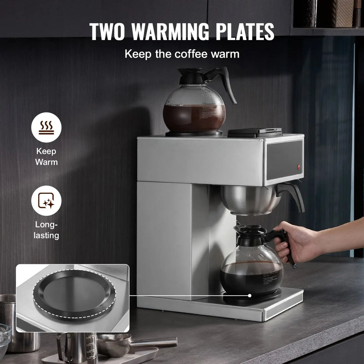 Commercial Drip Coffee Maker, Cups Coffee-Maker Machine with Glass — product view 3