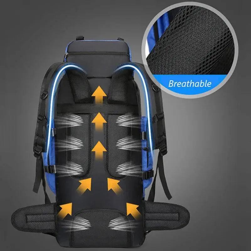 90L Waterproof Hiking Camping Backpack Rucksack For Men