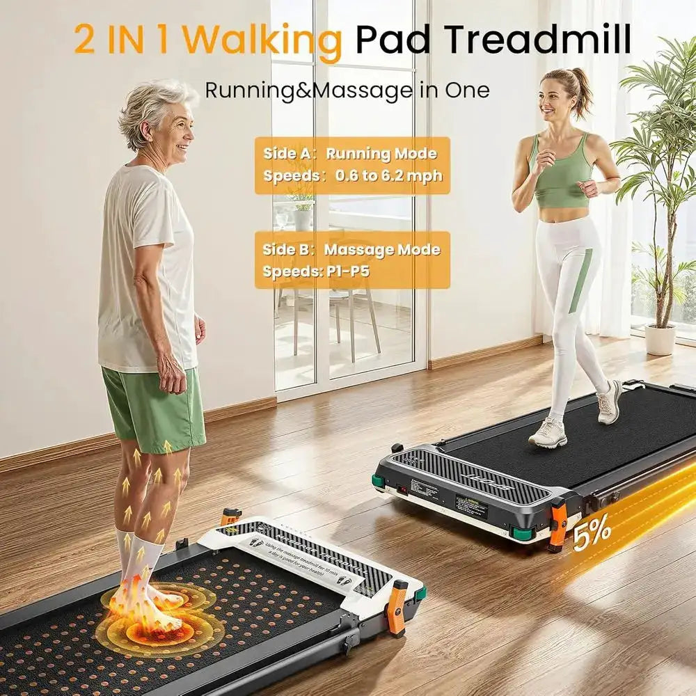Dual-Sided Under Desk Treadmill with Shiatsu Foot Massage, 330 lbs Capacity, LED Display & Remote