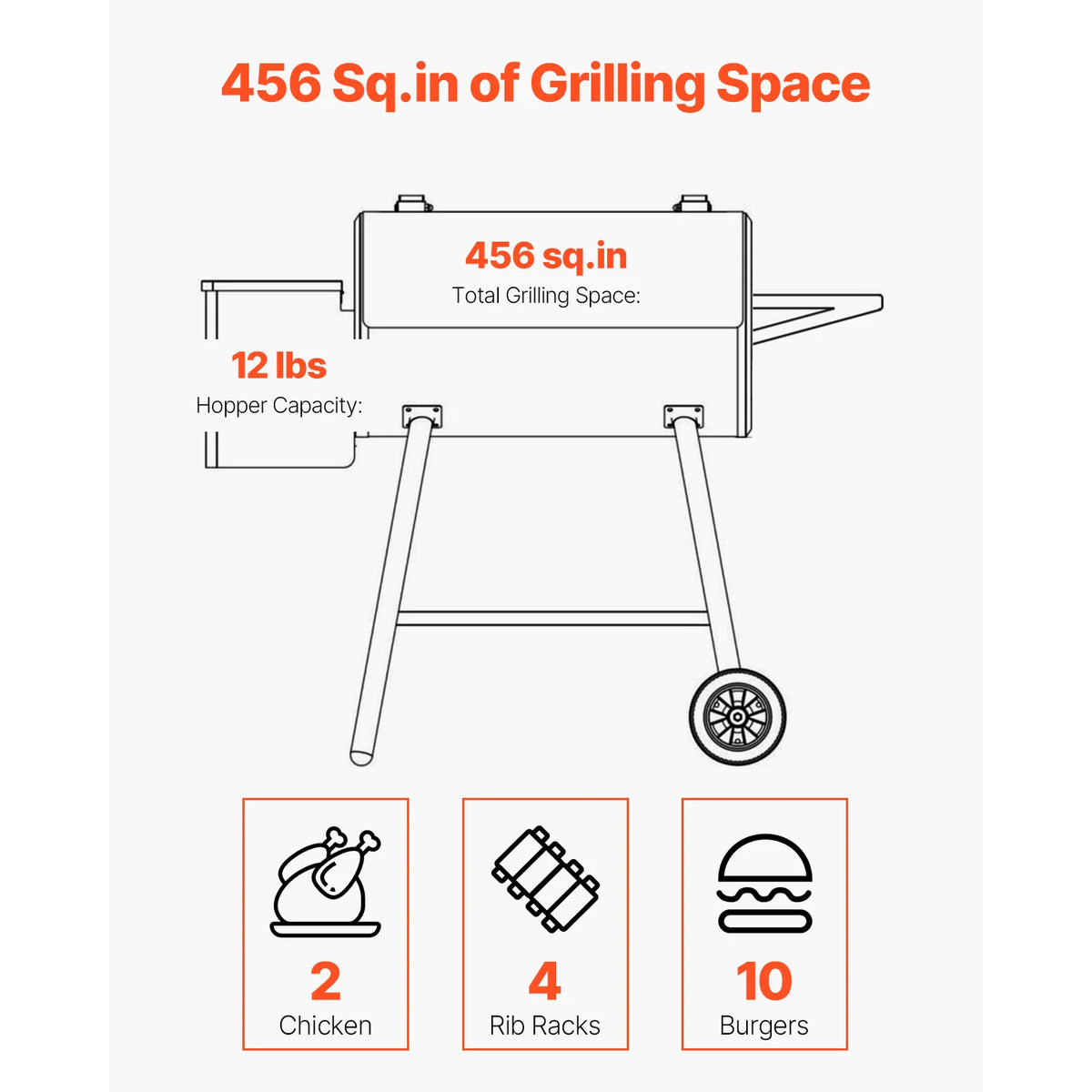 SucceBuy Wood Pellet Grill Smoker in BBQ Grills for Outdoor — product view 4