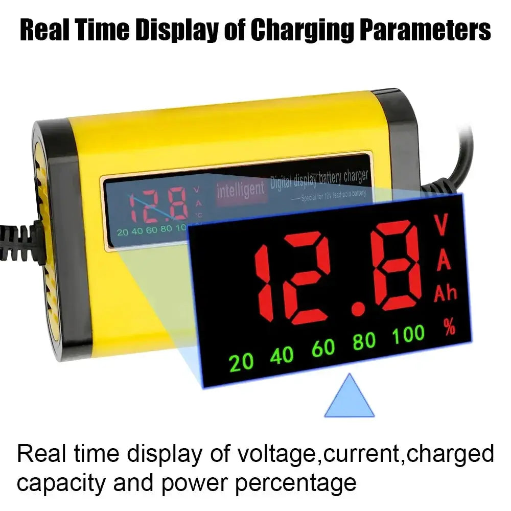 Fully Automatic Car Battery Charger LCD 2A Fast Charge - OurLum.com