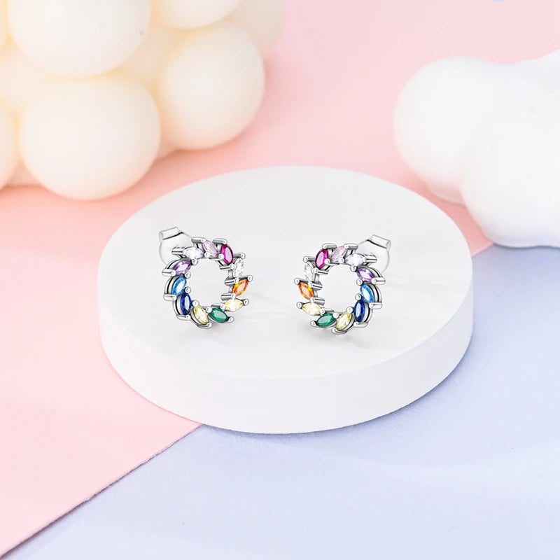 Sterling Silver Double Circle Earrings