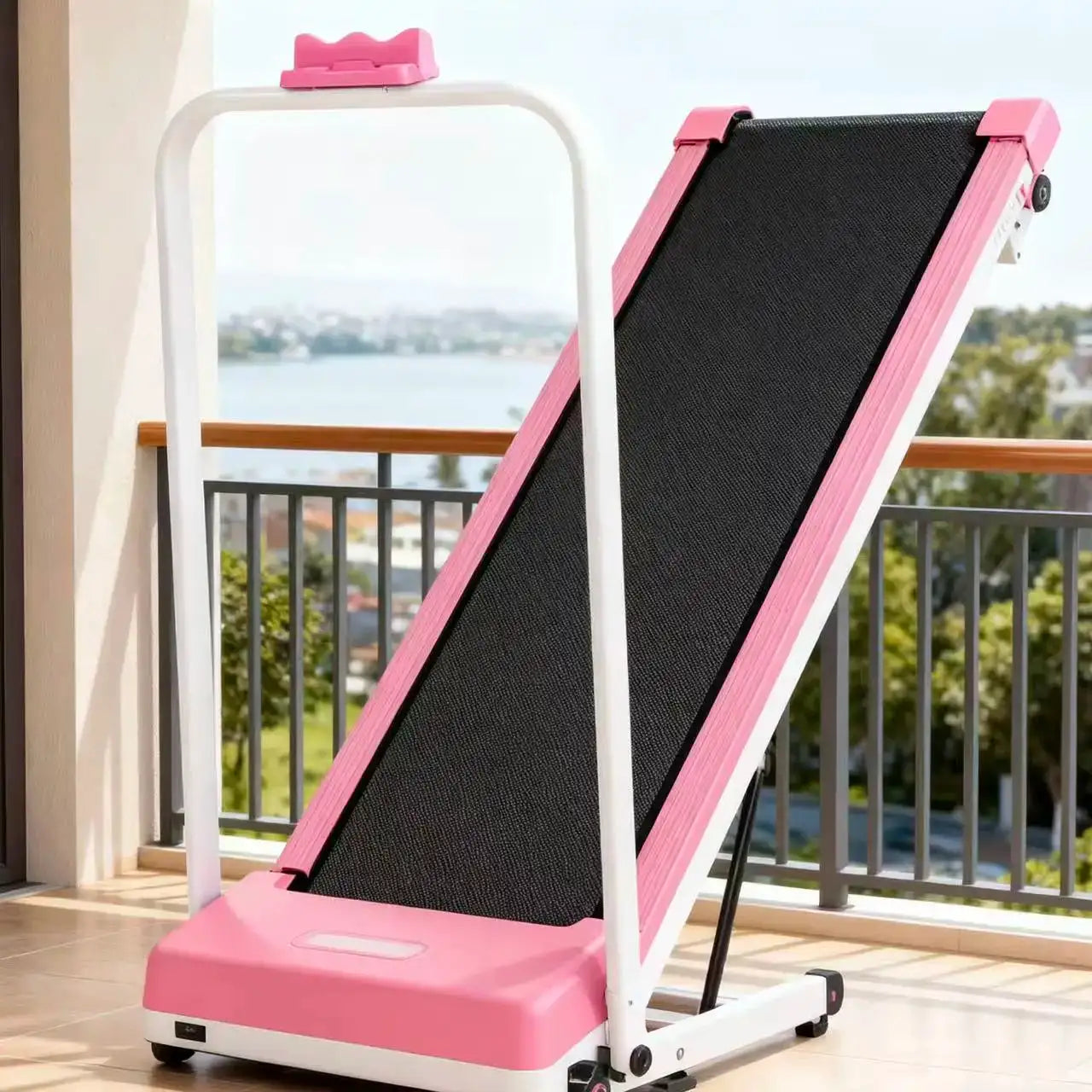 Pink Home Use 135kg Foldable Under Desk Treadmill Machine Curved Walking Pad with Electric Motor LED Display Screen for Exercise