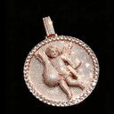 Gold Rose Gold Plated Cherub Angel Medallion Pendant Full Micro