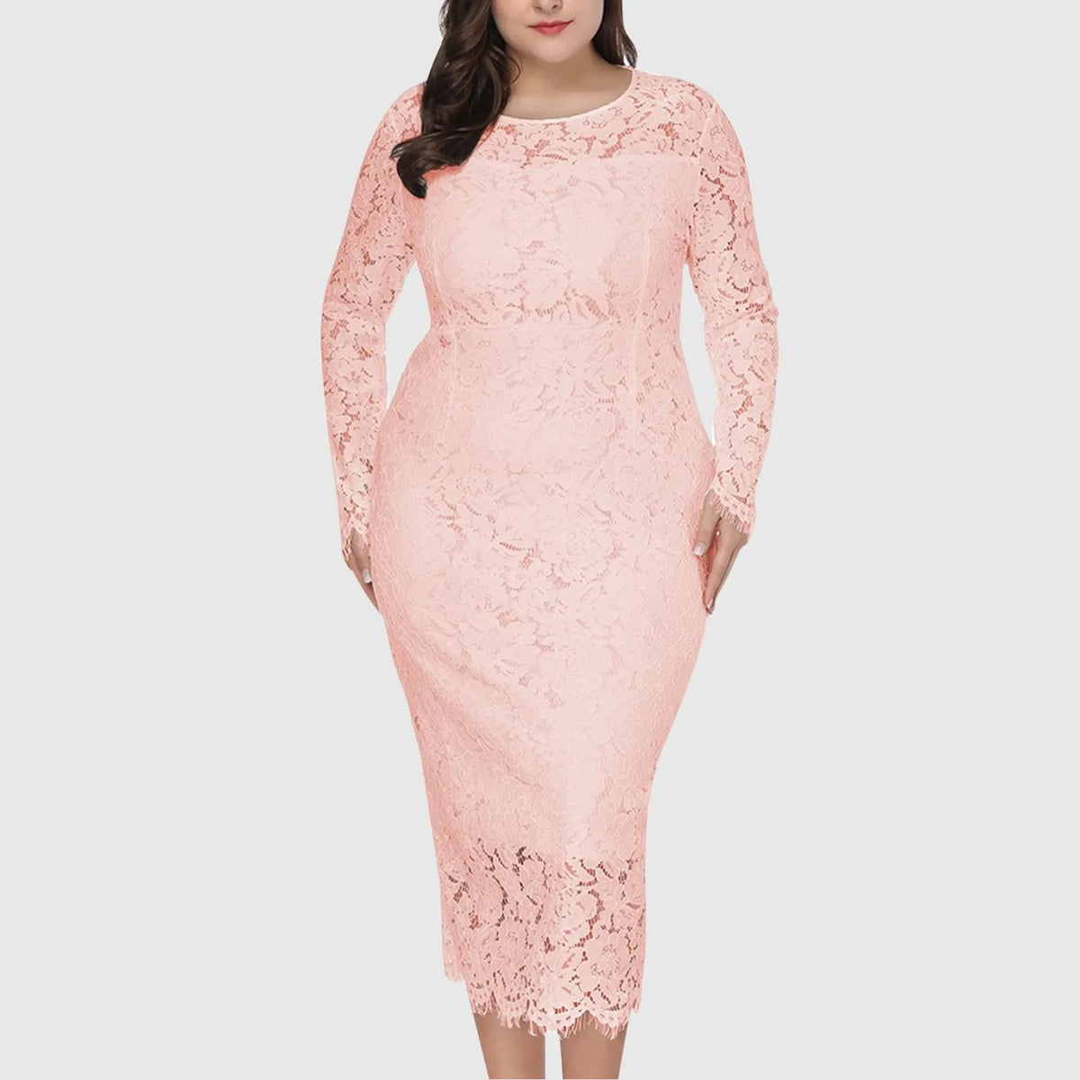 Round Neck Lace Midi Dress