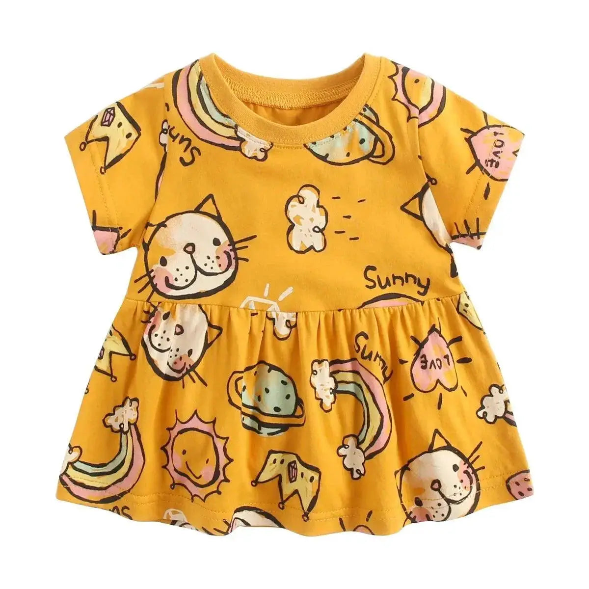 Sanlutoz Baby Girl Cotton Summer Dress Hand Painted O Neck