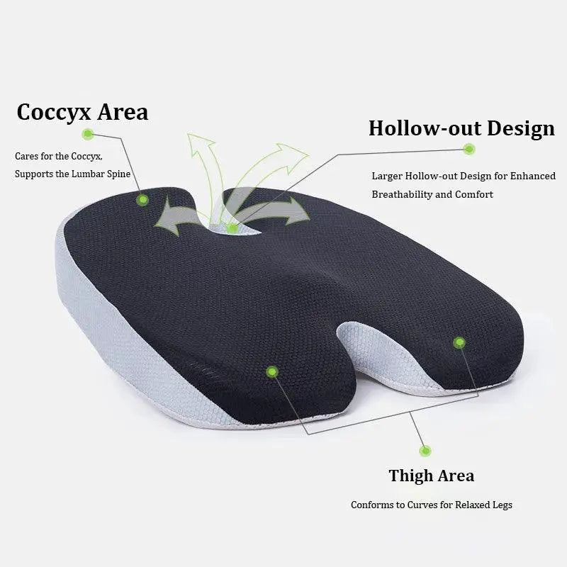Gel Memory Foam Seat Cushion for Pain Relief and Comfort