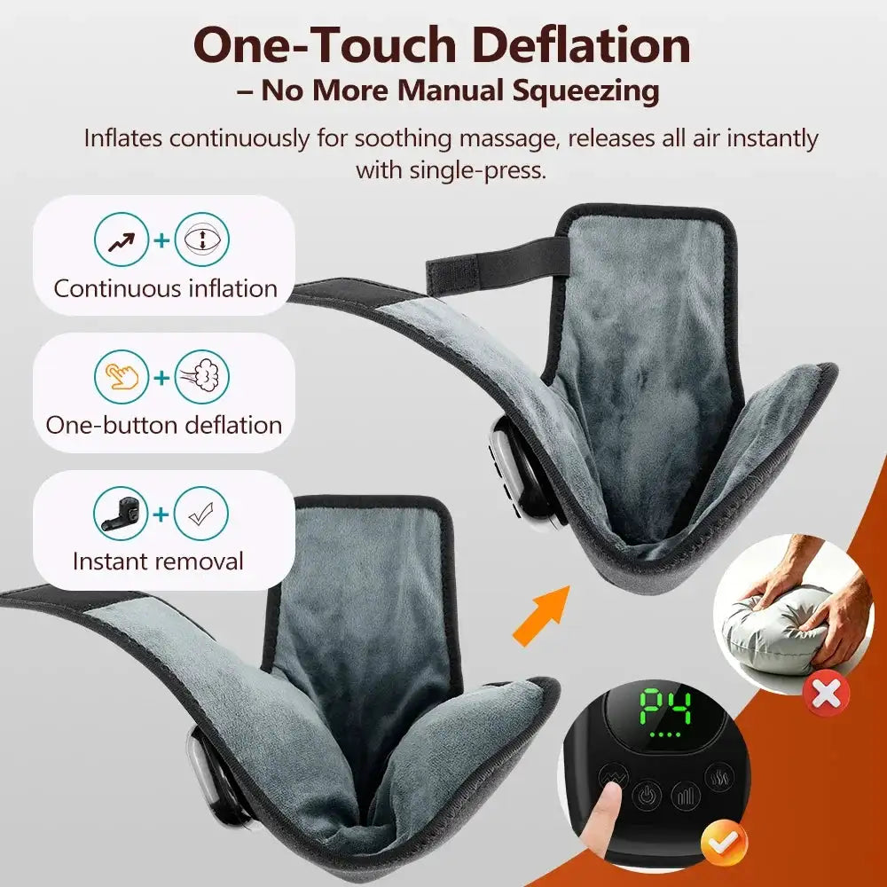Rechargeable Air Compression Ankle Massager with Heat 3 Modes 4 Levels Heated Foot Wrap Pneumatic Ankle Foot Muscle Relaxer