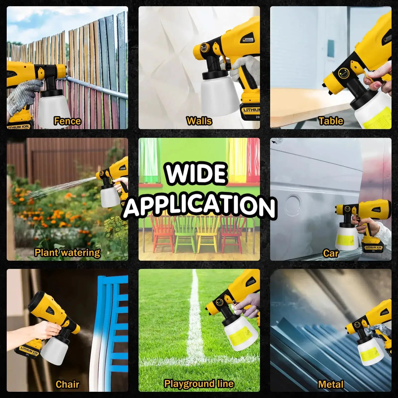 Cordless HVLP Electric Paint Sprayer for 20V Battery 1000ML