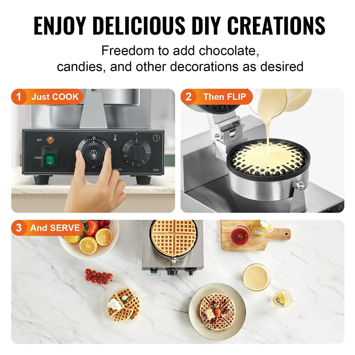 SucceBuy Commercial Waffle Maker Round Waffle Baker Machine — product view 5