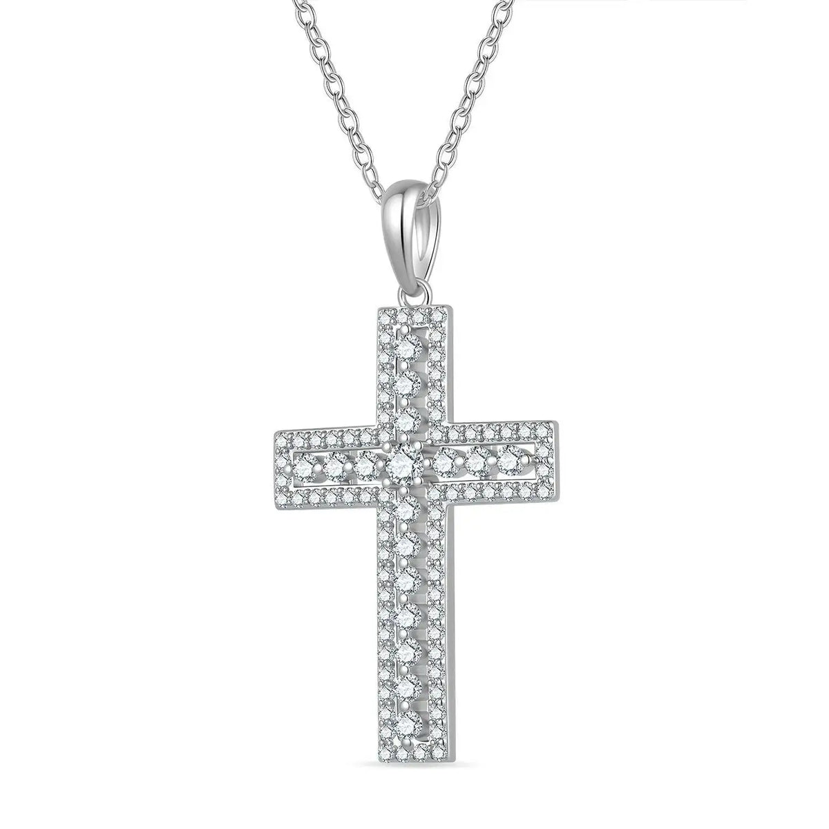 Sterling Silver Silver Moissanite Cross Pendant — product image 4