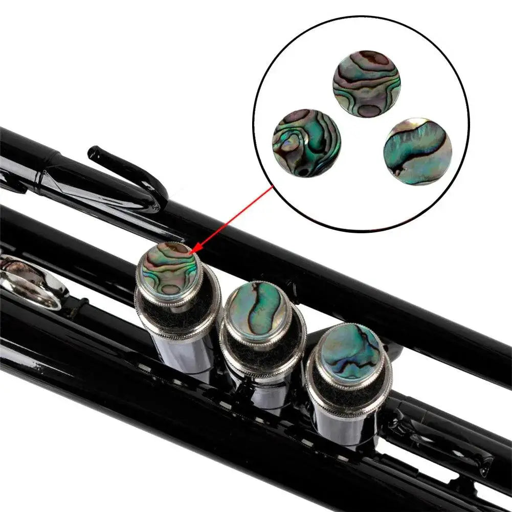 3 Piece Abalone Shell Trumpet Valve Caps Finger Buttons Set