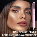 New 4 In 1 Eyebrow Pencil Lip Liner Highlighter Pen