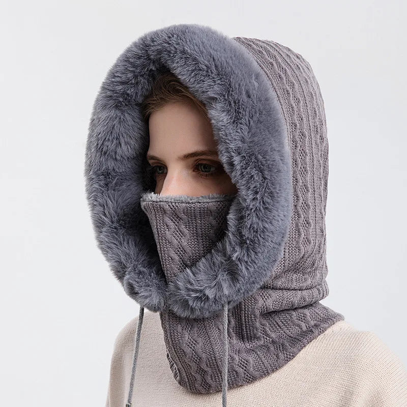 Cableknit Earflap Knit Winter Scarf