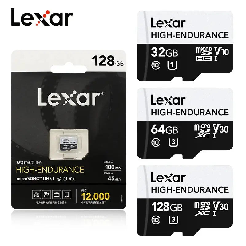 Original Lexar Micro SD Card for Dash Cam Home Eecurity or Eurveillance Cameras High Endurance V30 Memory Card 32GB 64GB 128GB