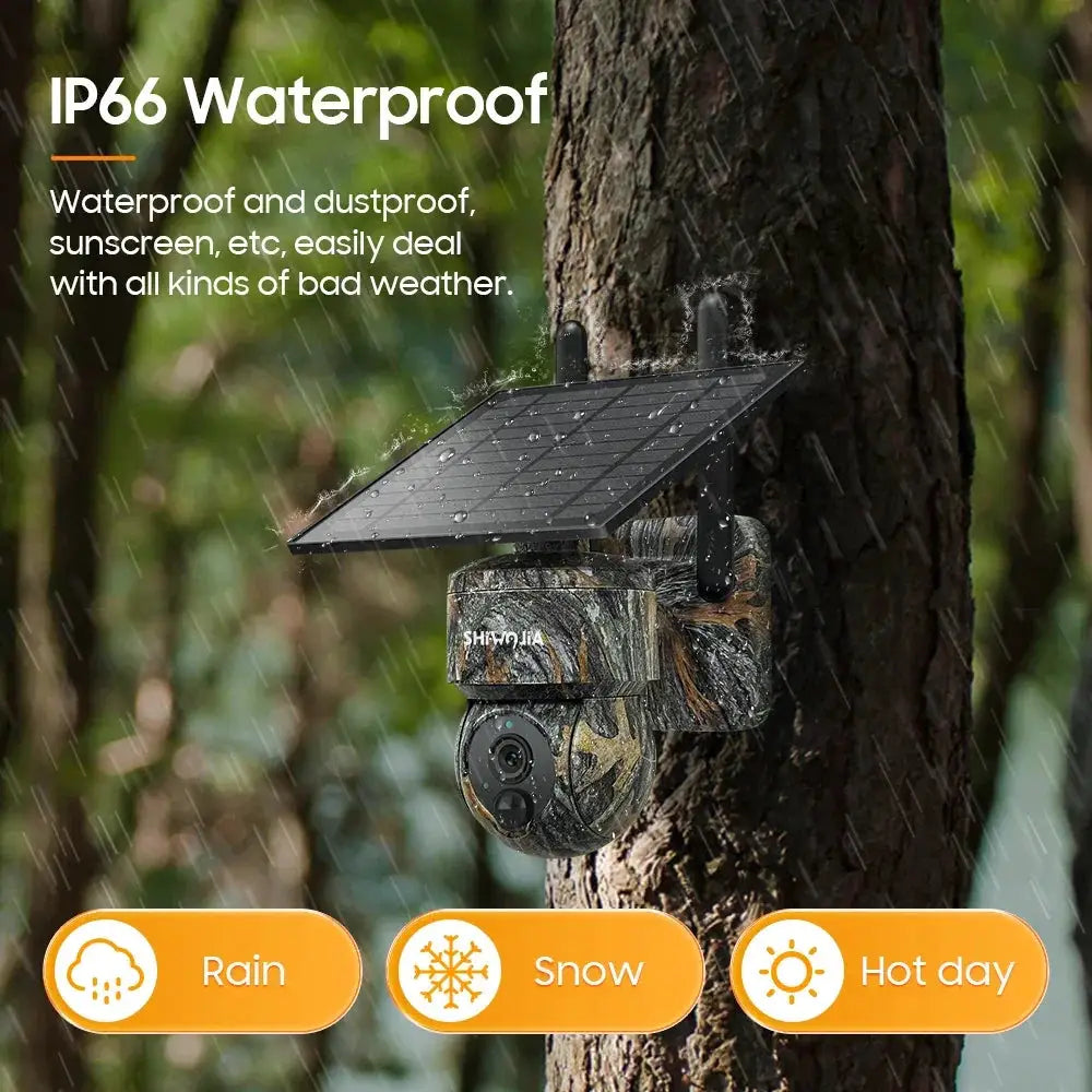 Shiwojia 4MP Camouflage Solar Camera 4G WiFi PTZ 360