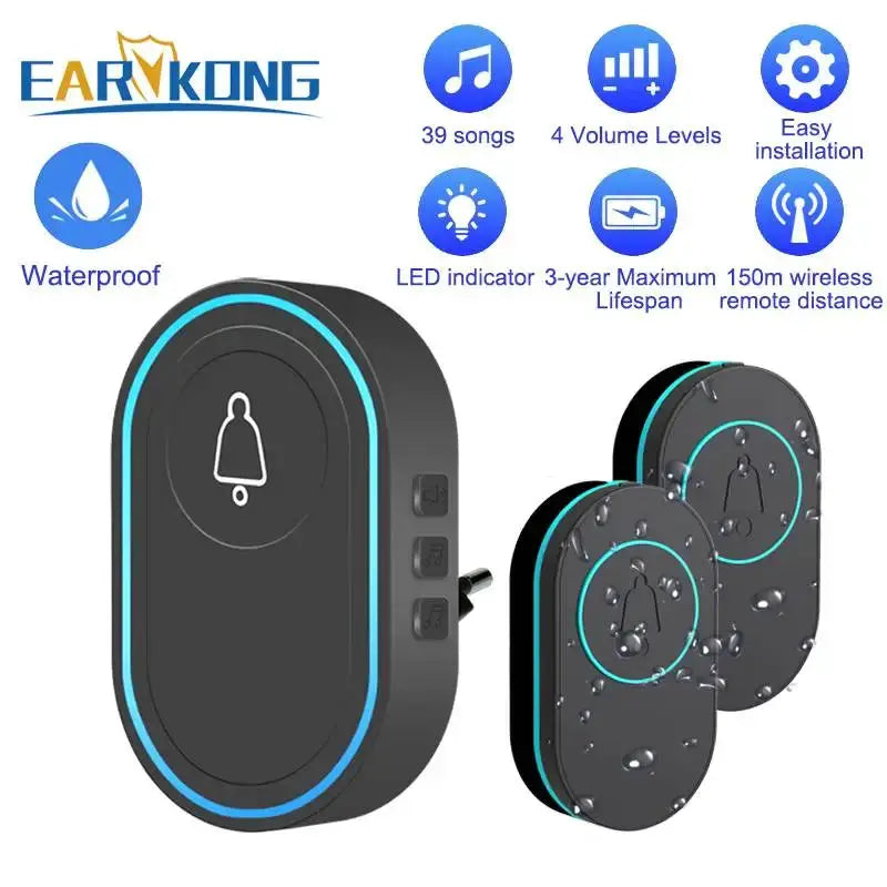 Intelligent Wireless Doorbell Home Welcome Doorbell Waterproof 300m Remote Smart Door Bell Chime EU UK US Plug Optional by stepyours.com