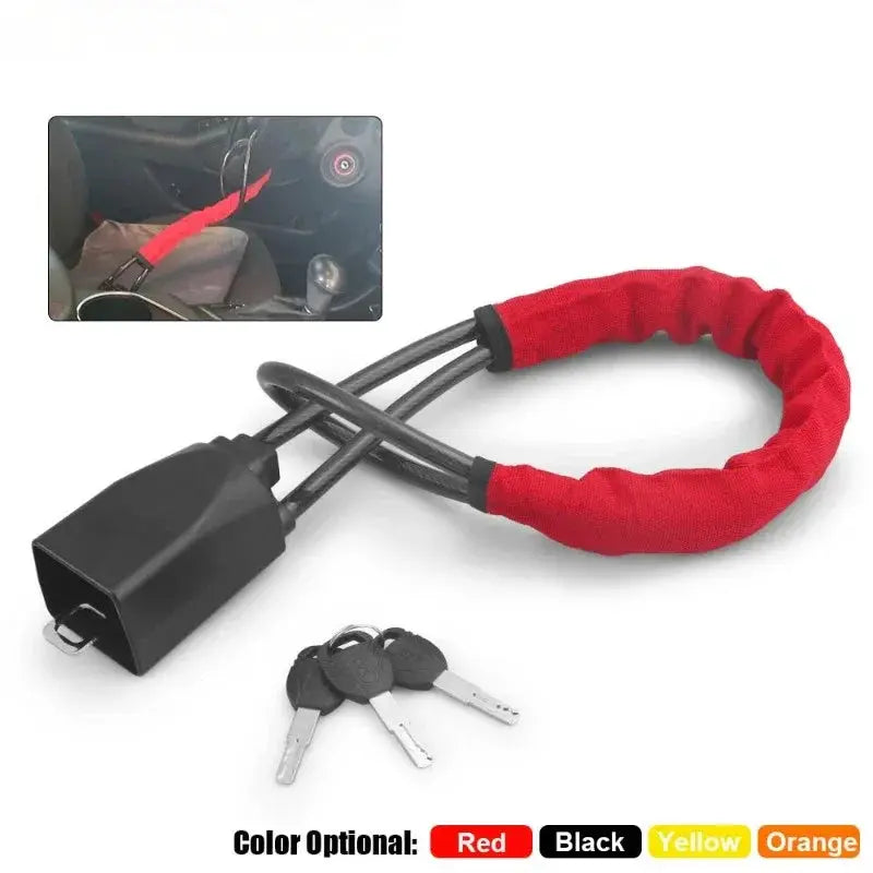 Universal Car Steering Wheel Lock With Seat Belt Socket - OurLum.com