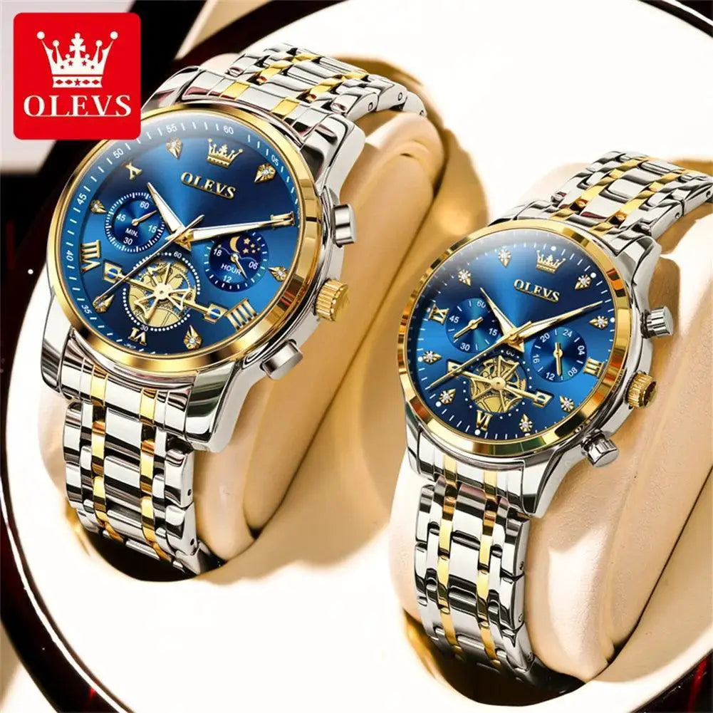 OLEVS Moon Phase Waterproof Couple Watches Timepieces