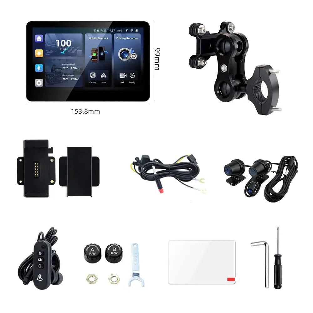 EKIY 6.2" Wireless CarPlay Moto Android Auto Portable Digital Dashboard Anti Theft Removable Screen GPS Motorcycle Navigation