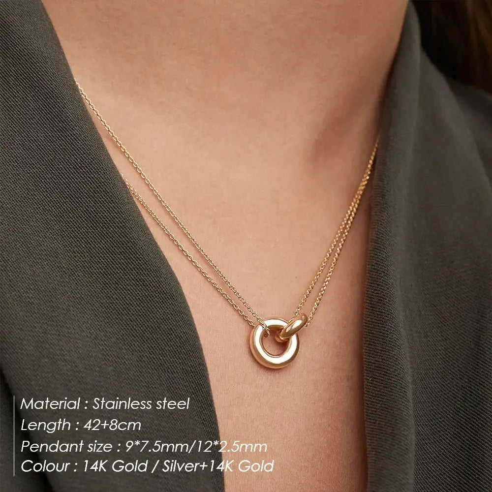 Two Color 316L Stainless Steel Pendant Necklaces for Women