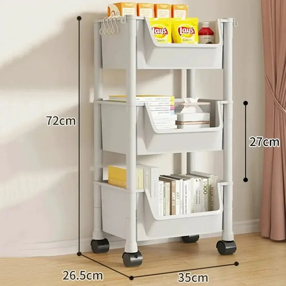 Trolley Bookshelf Portable Kitchen Storage Rack Wheels - OurLum.com