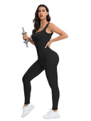 Shapewear Jumpsuits With Built In Bra Bodycon Ribbed Sleeveless Square Necklines