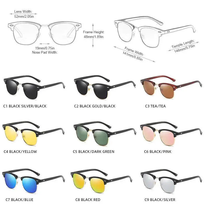 Retro Half Frame Polarized Sunglasses For Men And Women