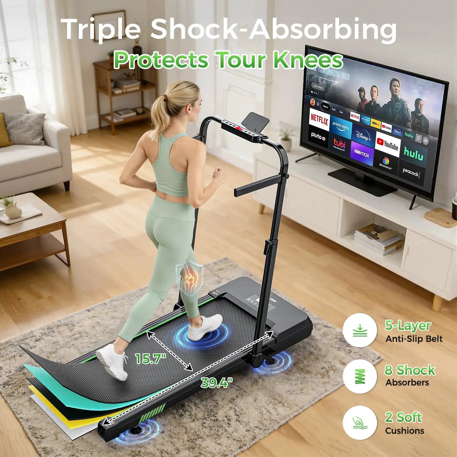 Akluer Walking Pad with 12% Auto Incline, Under Desk Treadmills for Home and Office, 2.5HP Quiet Portable Walking Pad with Smart App Scenic Routes & Bluetooth Speaker for Home Hiking
