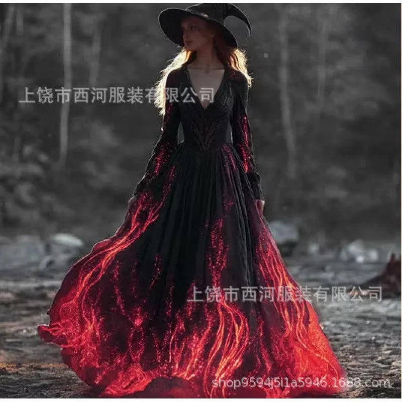 Dark Pleated Gothic Maxi Dress