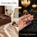 Oval Gemstone Earrings Natural Red Agate Amethyst Handmade Jewelry For Women