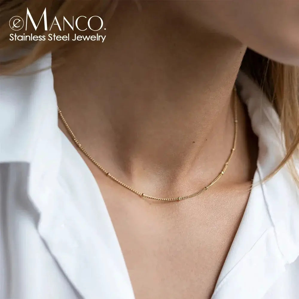 Emanco Gold Color Stainless Steel 316 Chain Choker Necklace