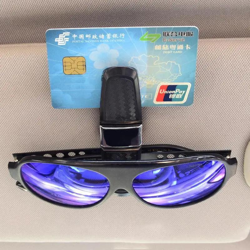 Car Sun Visor Glasses Holder Eyewear And Card Storage