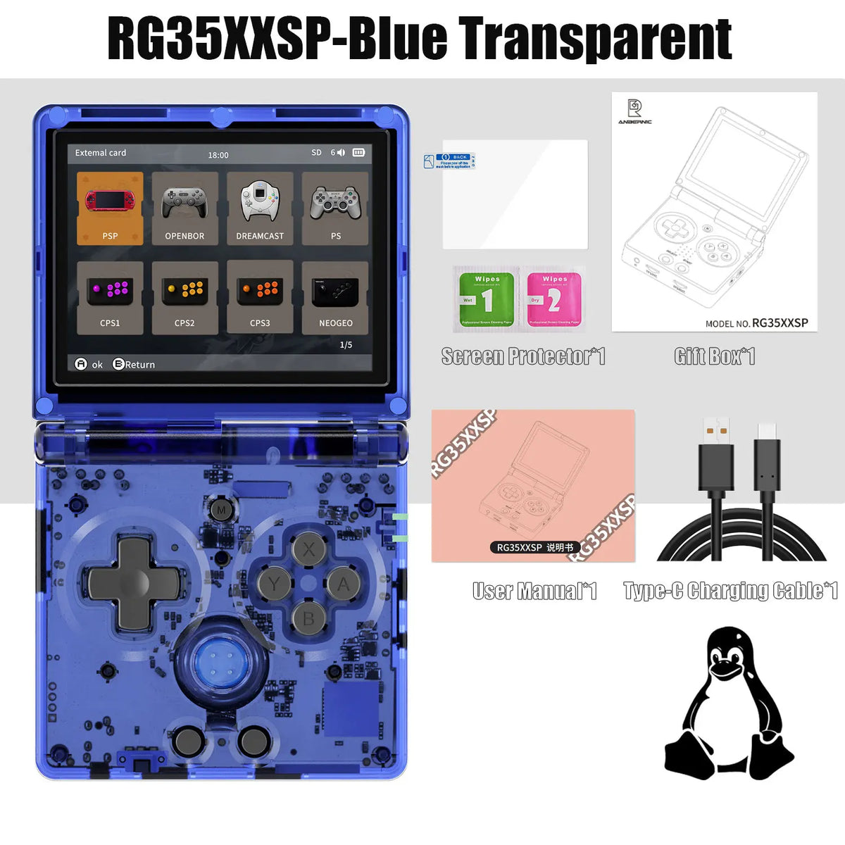 ANBERNIC FILP Inch IPS Screen Retro Game Console Built-in TF — product view 13