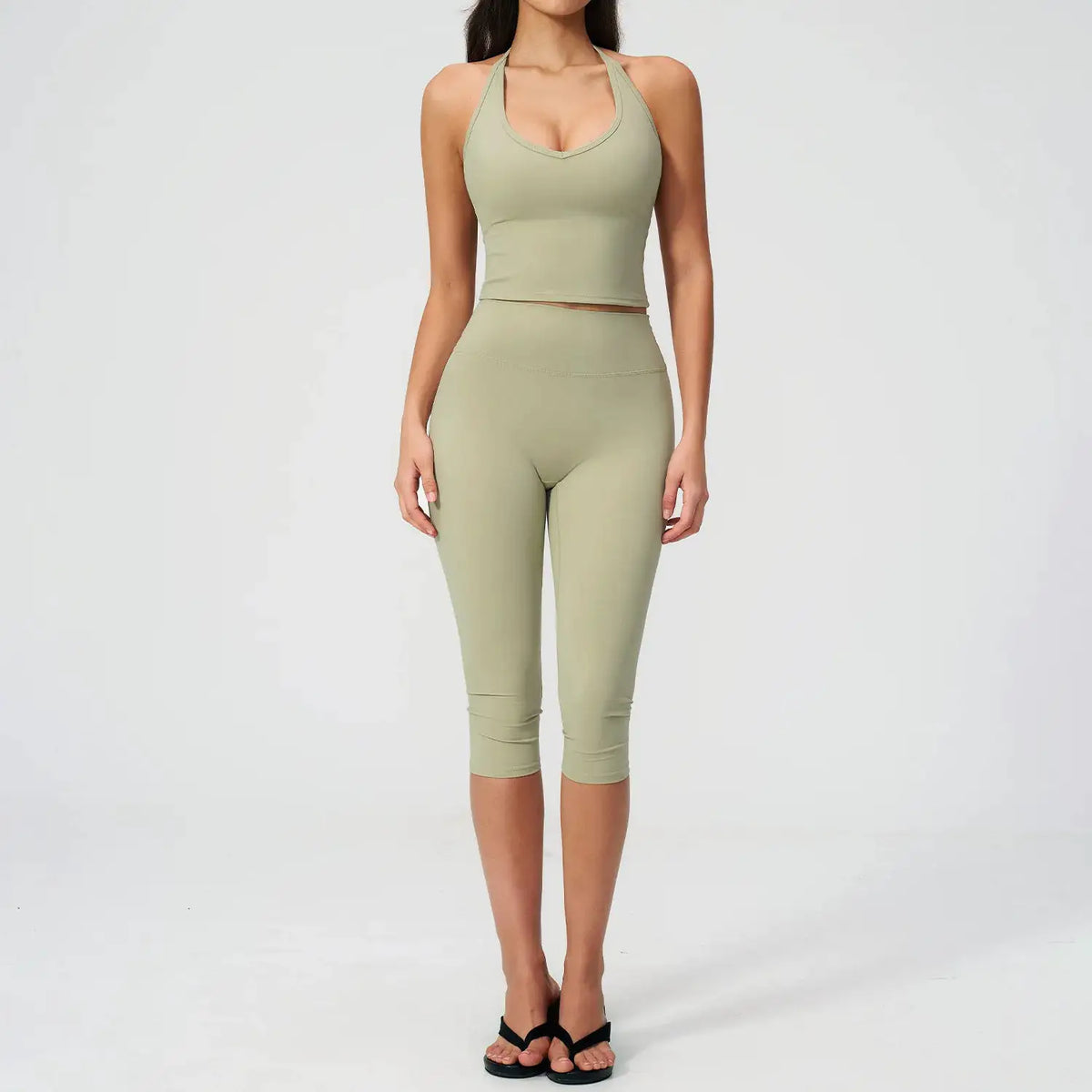 Women Yoga Set High Waist Leggings Crop Top — product view 8