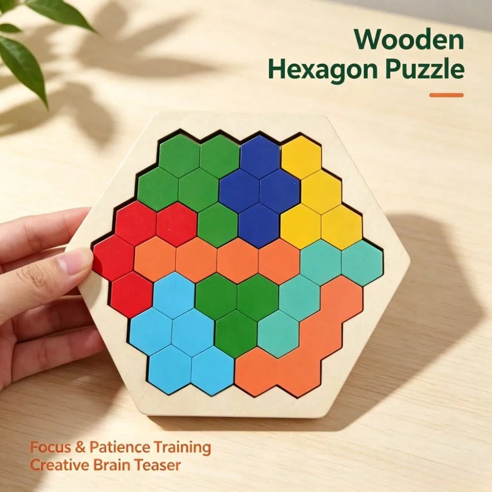 Wooden Hexagon Puzzle Toy Early