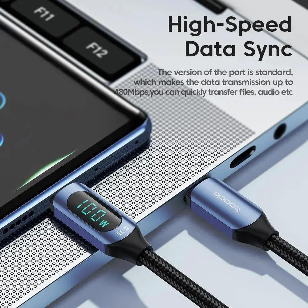 Toocki Fast Charging Type C Cable With Display For Devices