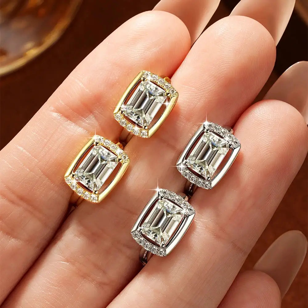 Emerald Cut Moissanite Gold Hoops — product image 5