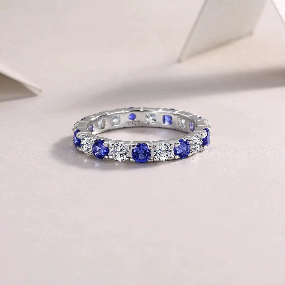 New S925 Silver Moissanite Colorful Dopamine Sparkling Blue Star Ring Luxury Charm Jewelry Valentine's Day/Wedding Engagement Gift, Birthday Gift, Anniversary Gift Best Gift for Him/Her