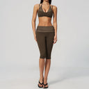 Yoga Set Women Fold Over Waist Capri Leggings