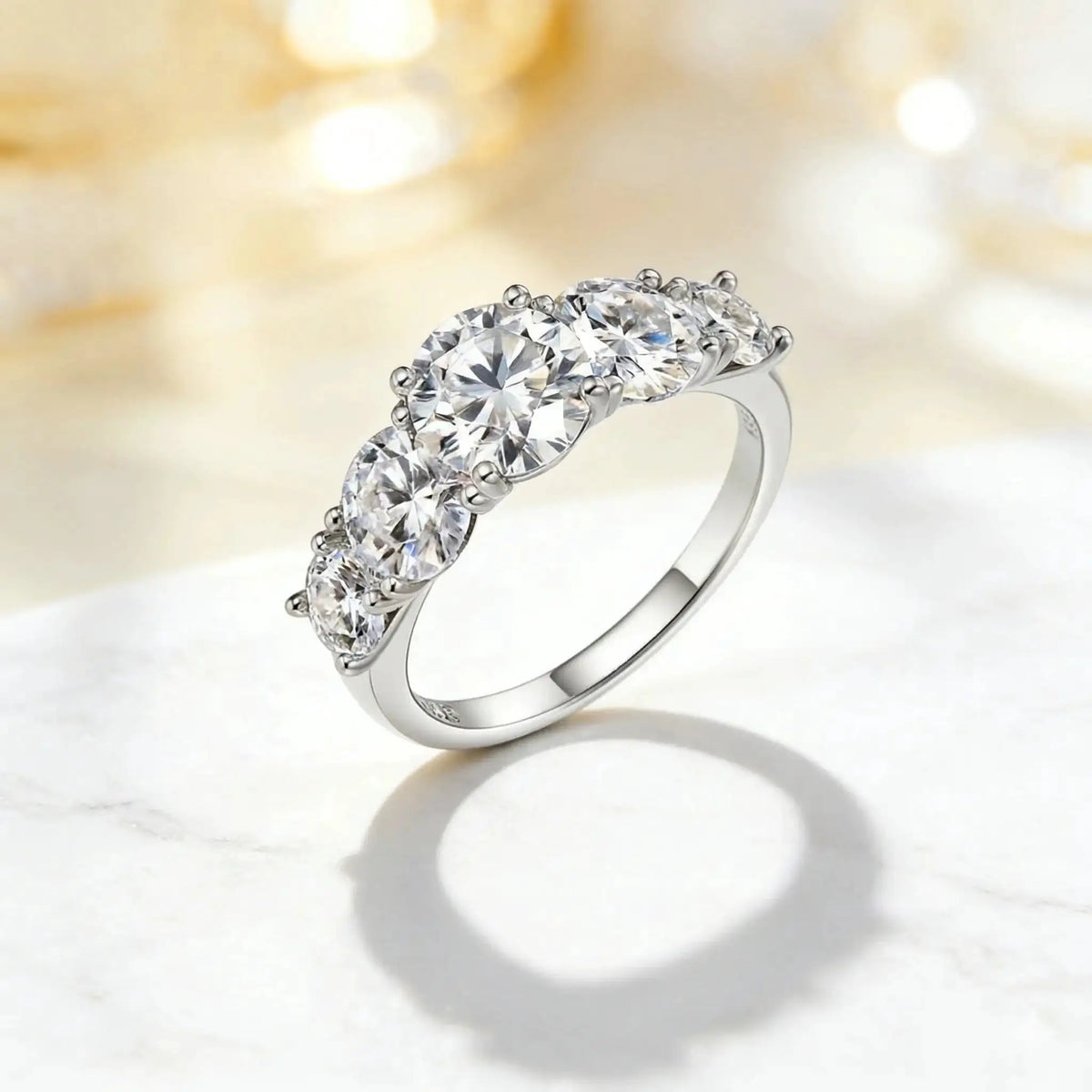 Round Moissanite Ring in Sterling Silver Stackable — product view 3