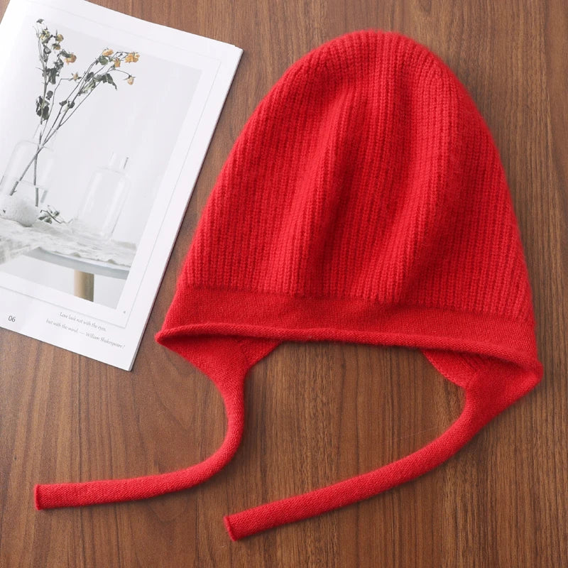 Wool Laceup Earflap Knit Hat