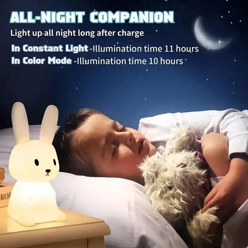Rabbit Night Light Cute Bunny Lamp for Kids Sleep Glow