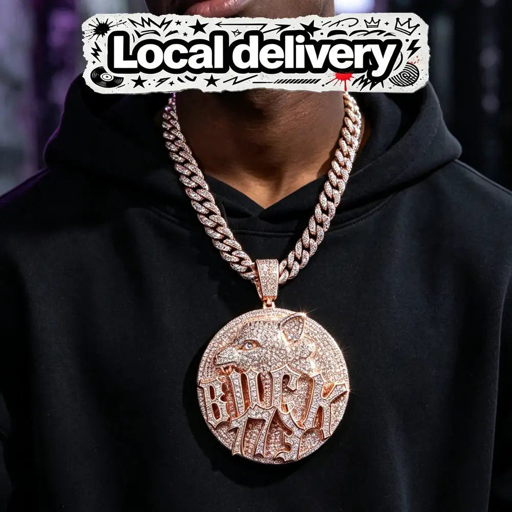 Sparkling Gold Wolf Pendant — product image 2