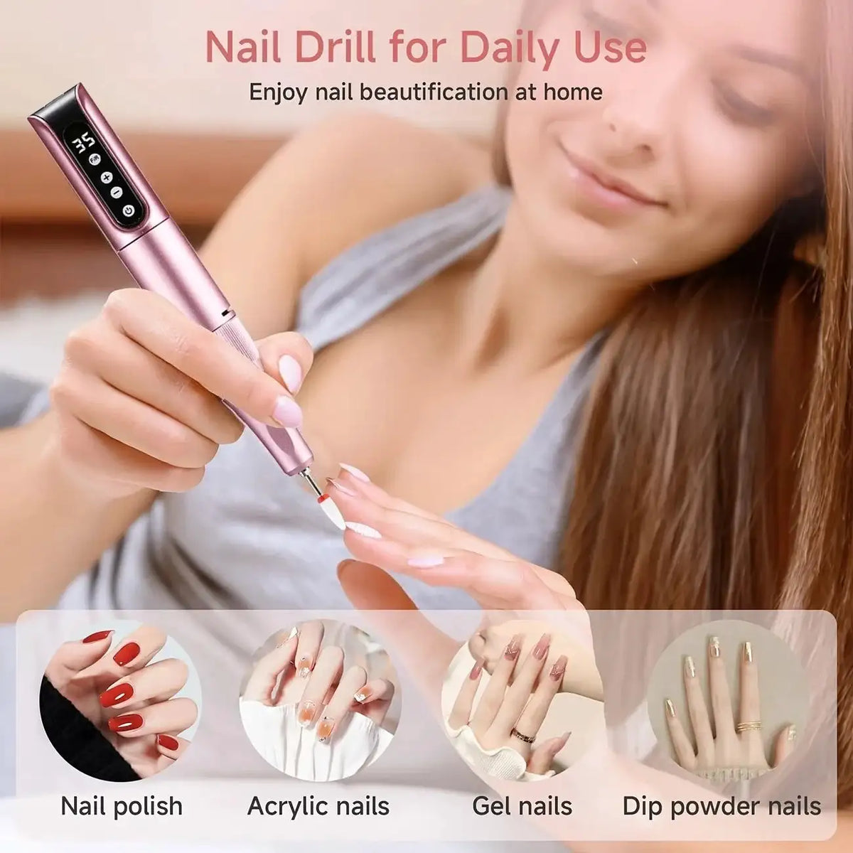 Portable Electric Nail Drill, USB Powered, Professional Electric Nail File Kit, Suitable For Acrylic & Gel Nails - Easy Manicure & Polishing - Efficient & Easy-To-Use Nail Care Tool, Nail Polishing & Shaping Tool, Suitable Fo